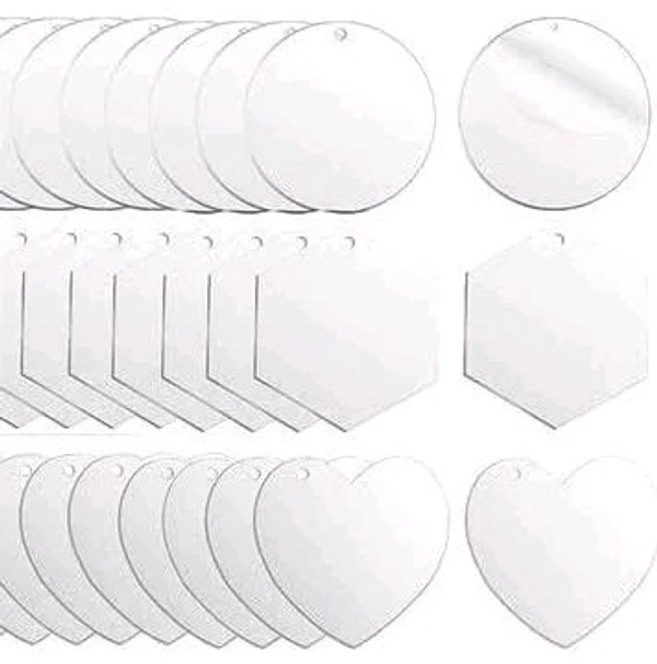 Clear 2 Inch Combo Acrylic Blank Key Chain - 2mm Thickness - Set Of 30