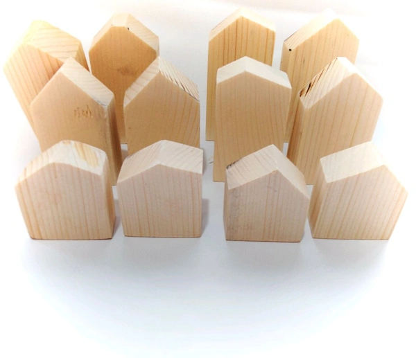 Pinewood Blocks Hut Shape - Assorted - Pack Of 12