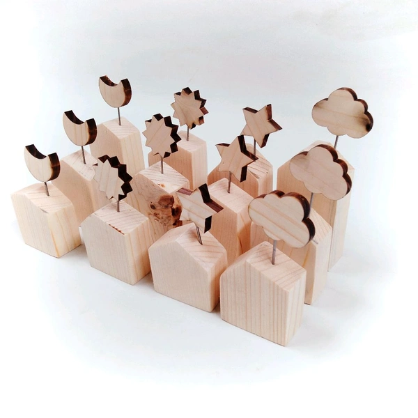 Pinewood Blocks Hut Shape - Assorted - Pack Of 12