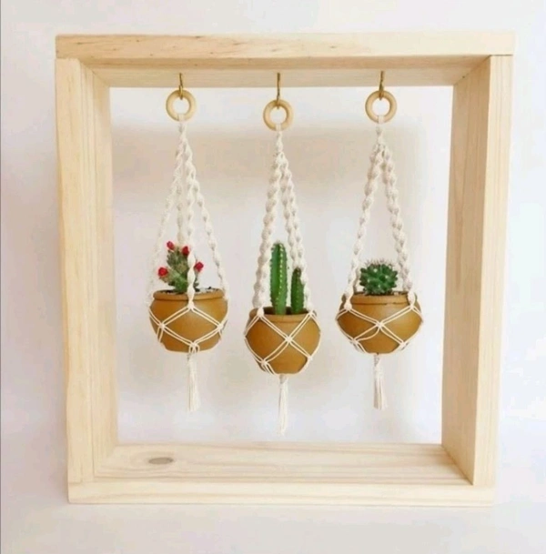 Pinewood Frame With Hook / Plant Hanger / Macrame 