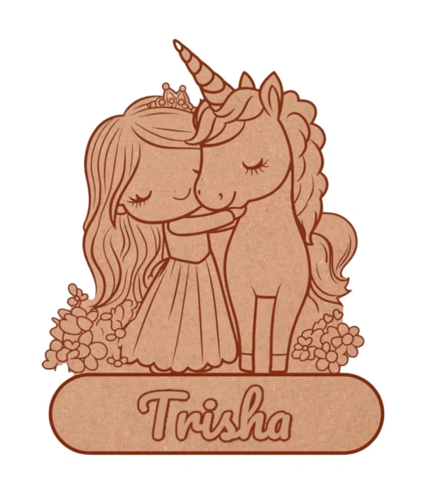 Princess with Unicorn Kids Room Name Board 