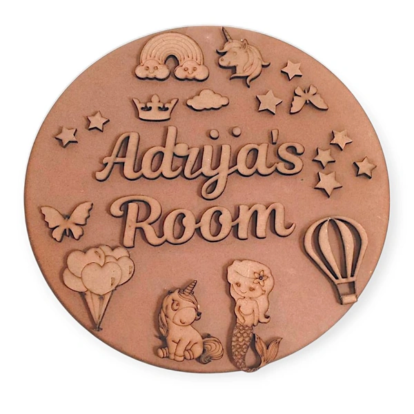 Unicorn Theme Kid's Room Name Board 