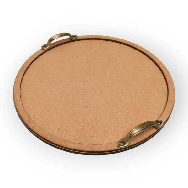 Round Tray With Metal Handle