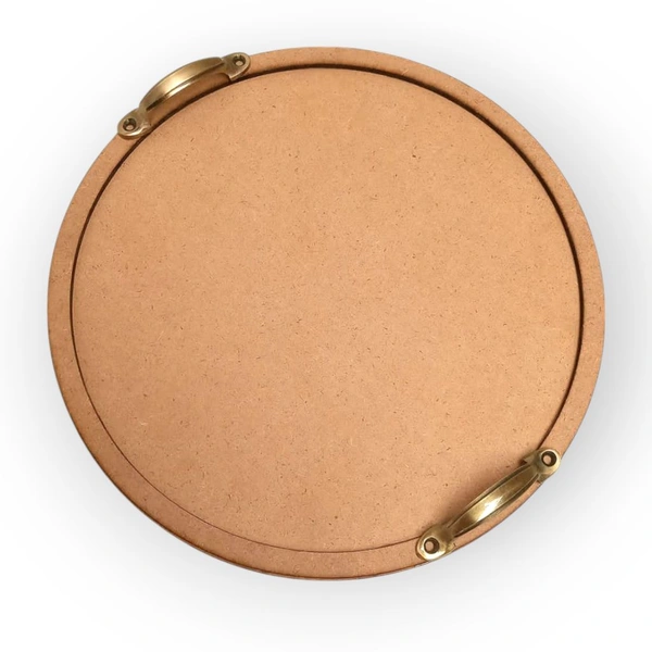 Round Tray With Metal Handle