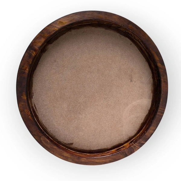 Teak Finish Round Pinewood Frame - Lotus pond