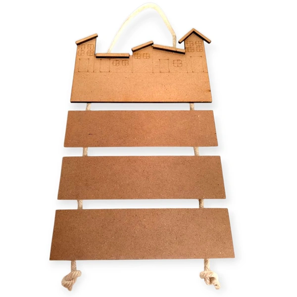Mini Hut Name Board With 3 Hanging Planks With Rope