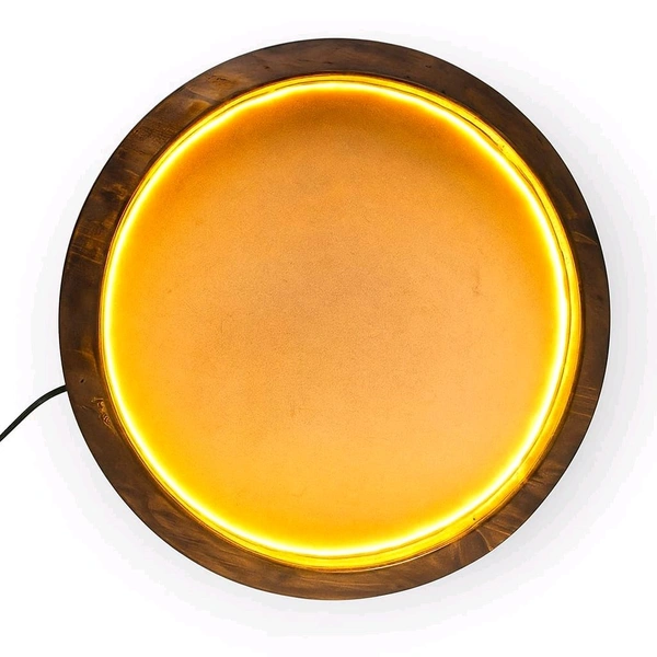 Round Pinewood Frame With LED Teakwood Finish