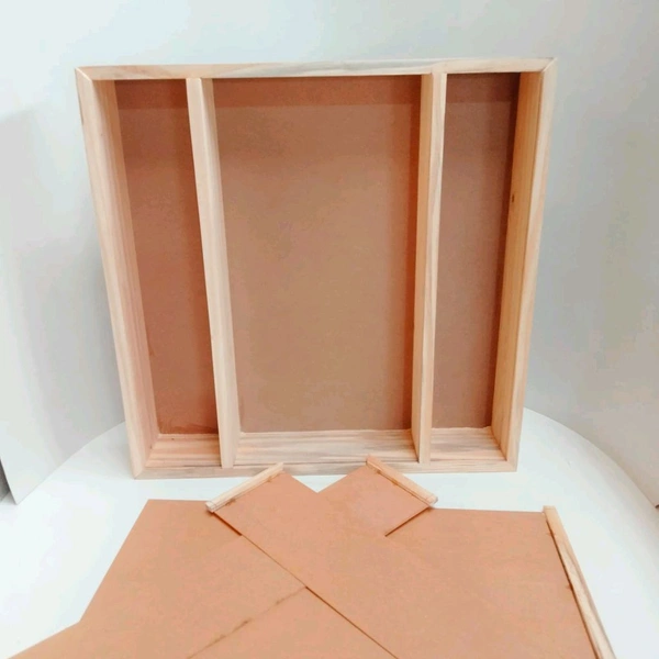 Pinewood Wooden Varmala Preservation Frame with Space For Photo - Potrait 2" Depth /  / Partition Kaleera Frame