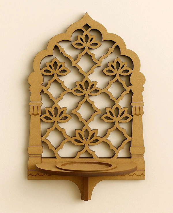 Mini Jharokha with Lotus Diya Stand / Wall Shelf