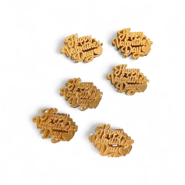 Happy Valentine's Day Tag / Cake Topper - Golden Acrylic 