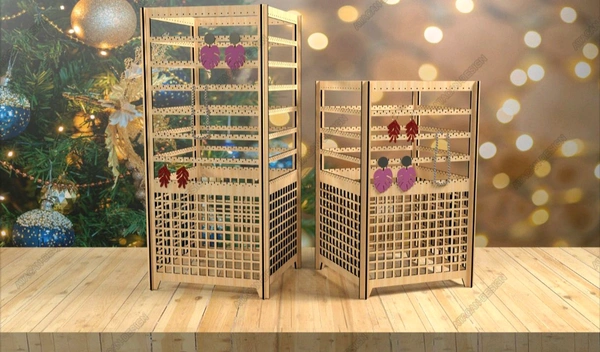 Elegant Expandable Wooden Jewellery Organiser Stand Display / Earring Organizer Rack / Key Chain Holder 