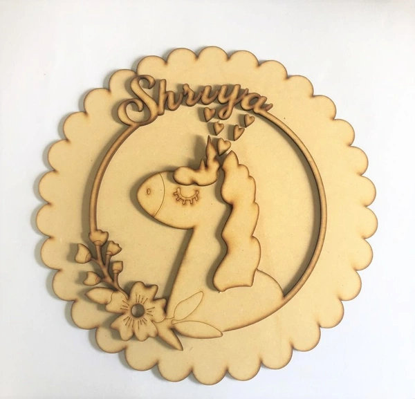 Unicorn themed Kids name board