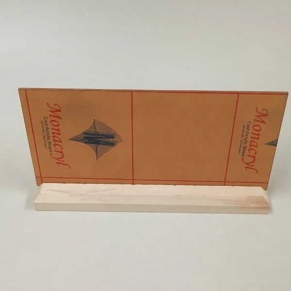 Acrylic Desk name plate with Pine 
Wood base