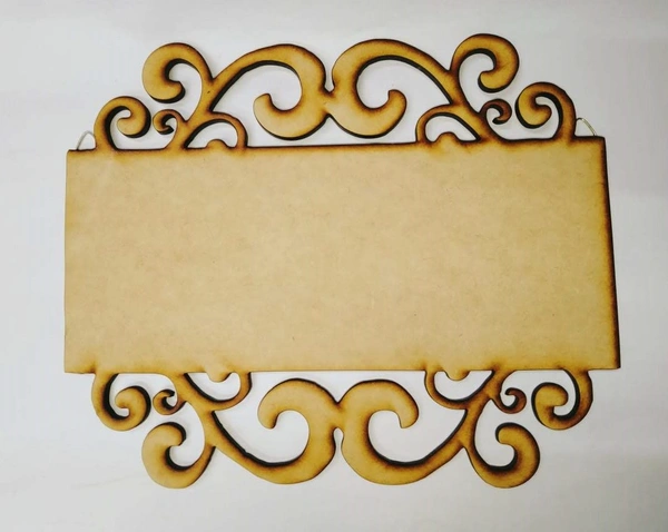 Floral  cutwork rectangle name Plate