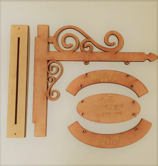 Hanging Victorian Oval And Half Oval Planks Nameplate