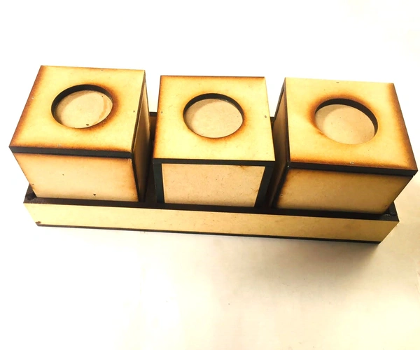 Pillar Candle holder - 3 pcs with tray Set