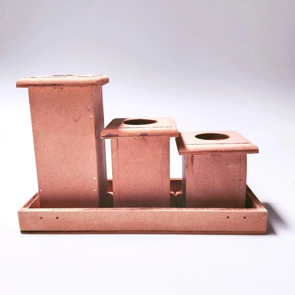 Pillar Candle holder - 3 pcs with tray Set