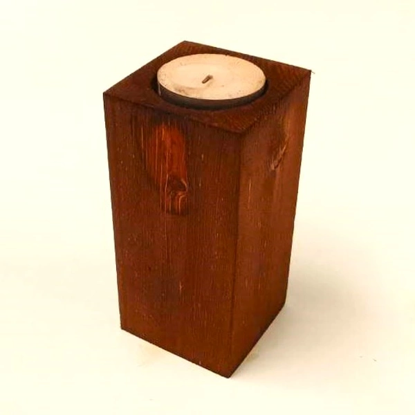Pinewood Pillar Candle holder - Walnut finish