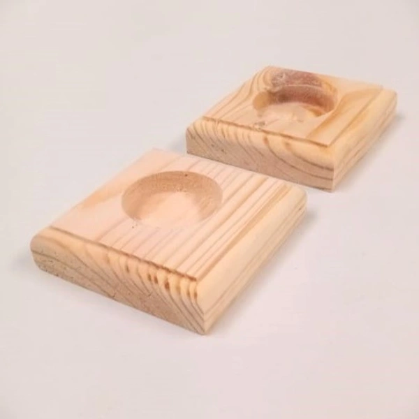 Pine wood tea light holder - Square - Pair