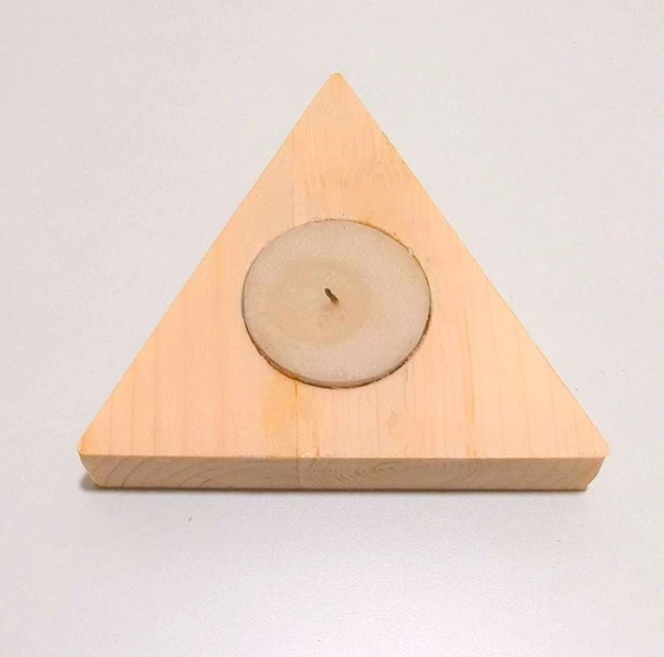 Pine wood tea light holder - Triangle - Pair