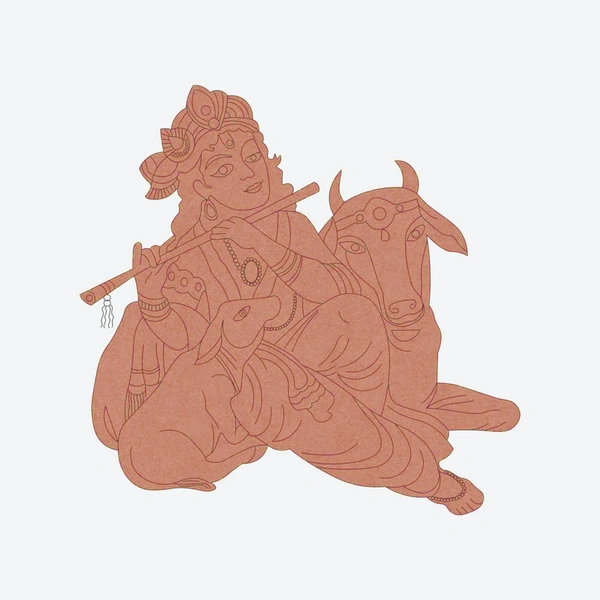 Pre-Marked Krishna with cow