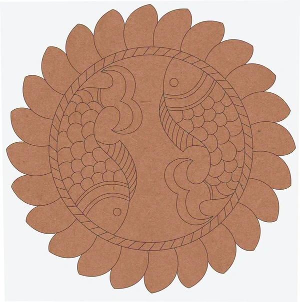 Pre-Marked Madhubani Fish base /Lippan base