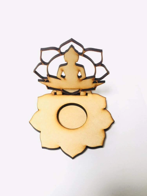 Tea Light Candle Holder - Flower & Buddha