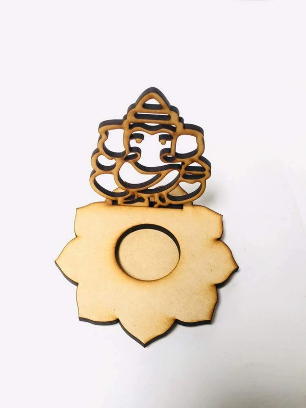 Tea Light Candle Holder - Flower & Ganesha