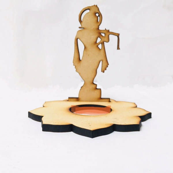Tea Light Candle Holder - Flower & Krishna