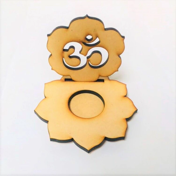 Tea Light Candle Holder - Flower & Om