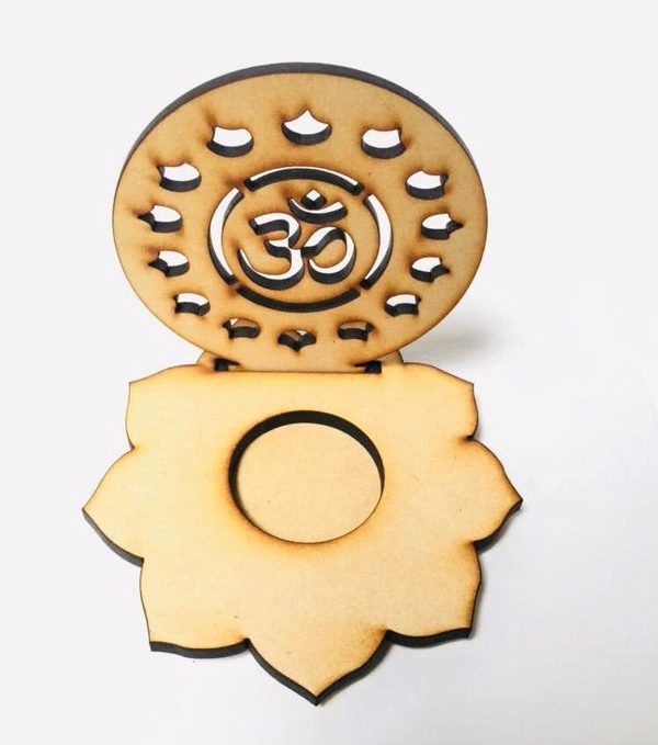 Tea Light Candle Holder - Flower & Om