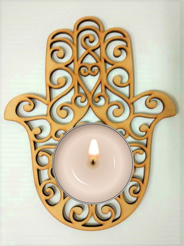 Tea Light Candle Holder - Hamsa Hand