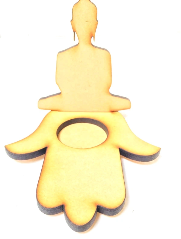 Tea Light Candle Holder - Hamsa hand & Buddha