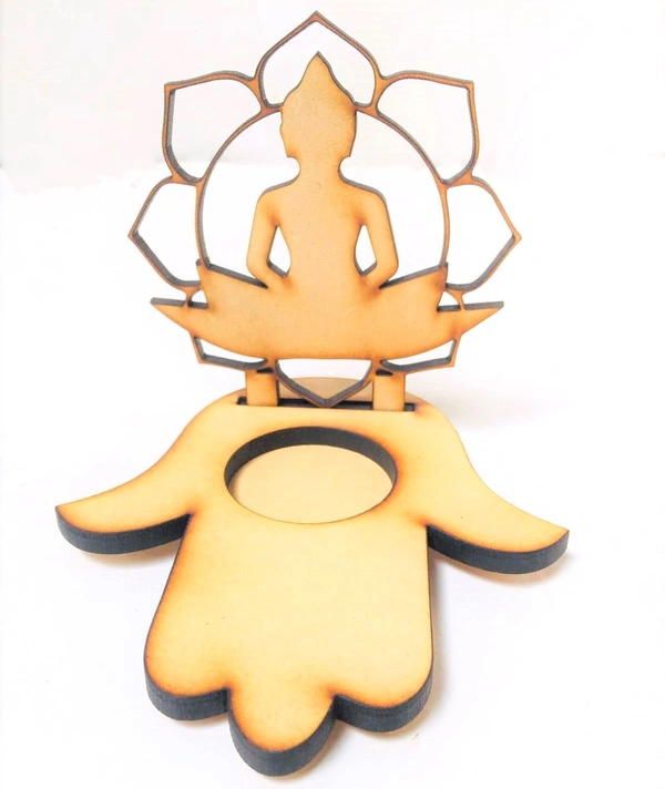 Tea Light Candle Holder - Hamsa hand & Buddha