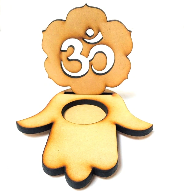 Tea Light Candle Holder - Hamsa hand & Om
