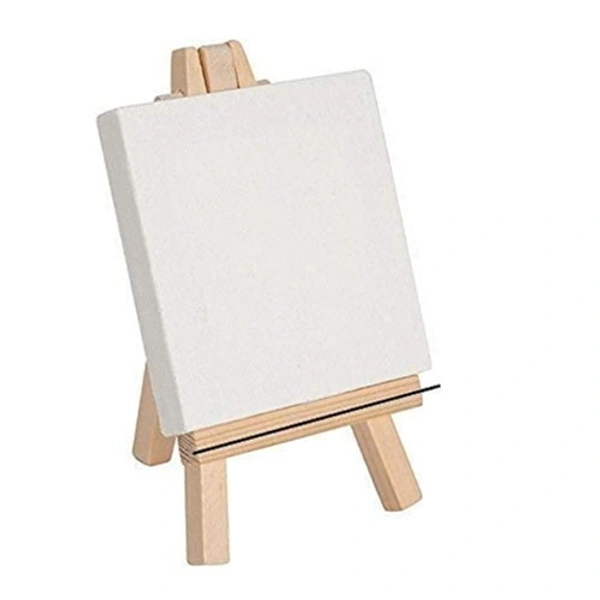Mini Framed Canvas (8cmX8cm) with Wooden Display Easel/Stand (Pack of 1)