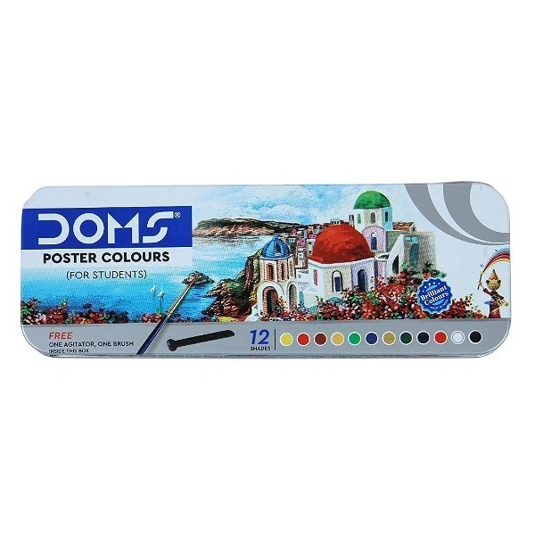 DOMS Poster Colours - 12 Shades, Multicolor - 1PC