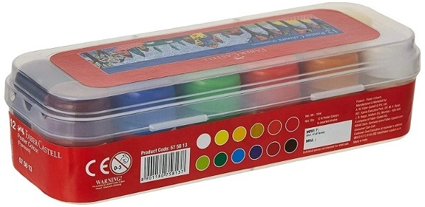 Faber-Castell Poster Color Plastic Box -Pack Of 12 (Assorted) - 