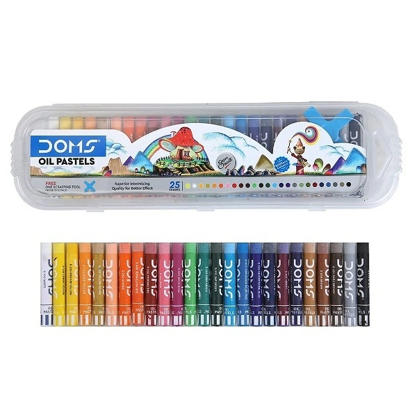 Doms Oil Pastel 25 Shades Plastic Pack, Multicolor