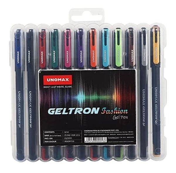 Unomax Geltron Fashion Gel Pen Pack Of 12 Multicolor