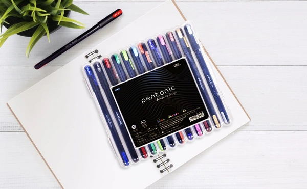 Pentonic Multicolor Gel Pen With Hard Box Case(12 Pcs Set)