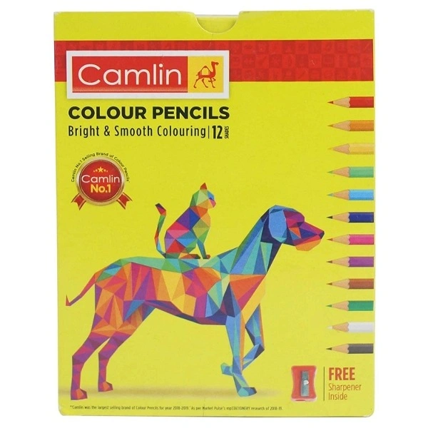 Camlin Kokuyo Half Size Color Pencil With Sharpener - 12 Shades - 3PC