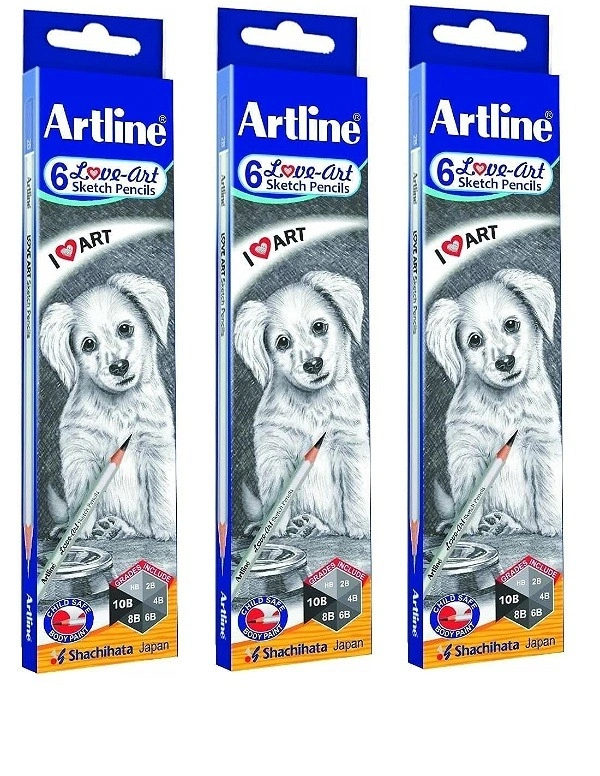 Artline 6 Love Art Sketch Pencils HB, 2B, 4B, 6B, 8B, 10B Pencils (Set Of 1)