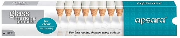 Apsara Glass Marking Pencils, White - Pack Of 10