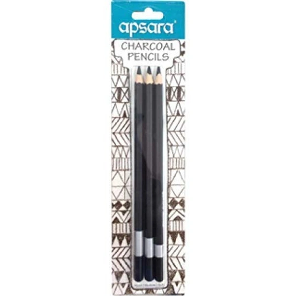	 Apsara Charcoal Pencil (3 Pencils Pack) - 1PC
