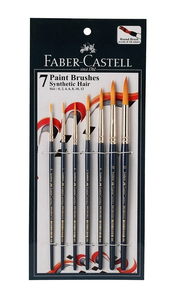 Faber-Castell Paint Brush Set - Round, Pack Of 7 (Navy Blue) - 1pc