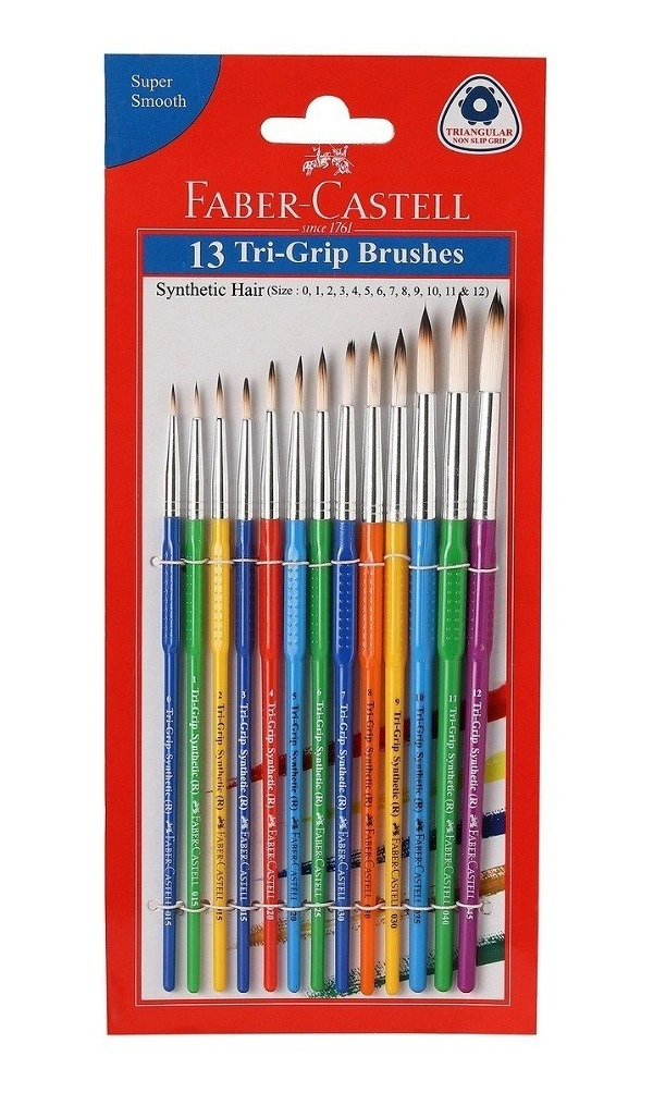Faber-Castell Tri-Grip Brush - Round, Pack Of 13 (Assorted) - 1pc