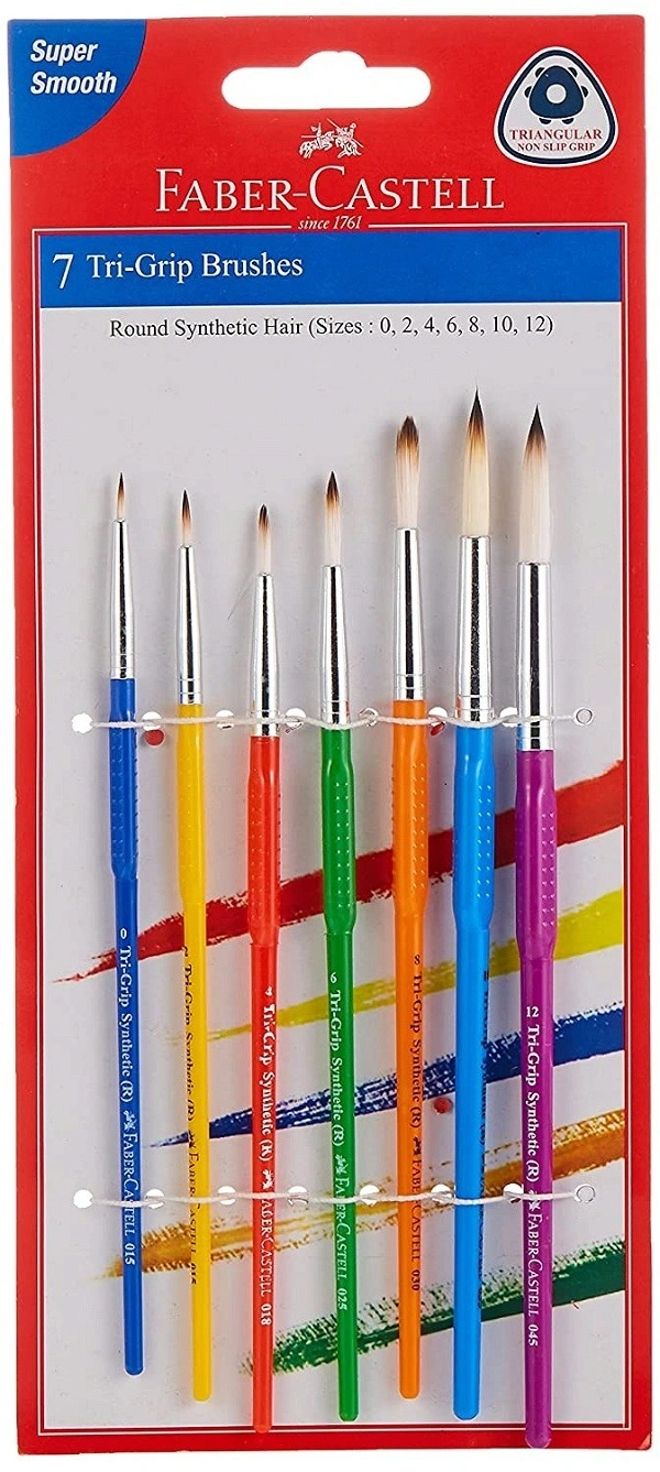 Faber-Castell Tri-Grip Brush - Round, Pack Of 7 - 1pc