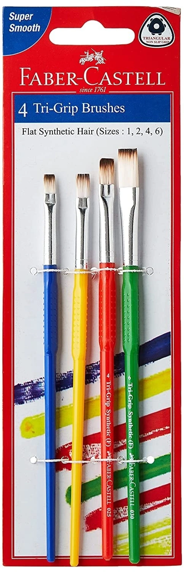 Faber-Castell Tri-Grip Brush - Flat, Pack Of 4