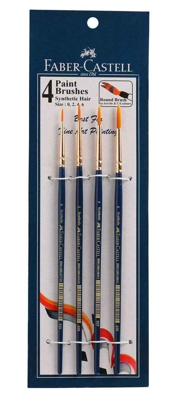 Faber-Castell Paint Brush Set - Round, Pack Of 4 (Navy Blue)